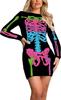 Nuevo Amazon Europa y América Primavera y Otoño Manga Larga Falda a la Cadera Cuello Redondo Jersey Color Agujero Cabeza Impresión 3D Europa y América