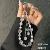 Corrente de Celular de Zircônia em Formato de Coração, Corrente de Celular de Flor de Rosa em Acrílico, Cordão de Pulseira com Contas para Capa de Celular, Corrente de Celular