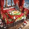 Atacado Transfronteiriço Novo Toalha de Mesa e Capa de Cadeira de Natal Tudo Incluído Seda de Leite Toalha de Mesa Estampada Impermeável de Natal Conjunto