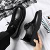 Zapatos de Cuero de Negocios para Hombre, Verano, Juvenil, Estilo Británico, Traje de Estudiante, Zapatos Casuales de Moda para Hombre con Punta Redonda, Transpirables Negros