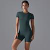 Camiseta de primavera y otoño popular en Internet, traje de yoga de secado rápido, blusa ajustada de manga corta para fitness, traje deportivo para correr al aire libre para mujer
