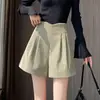 Shorts Retro de Pana de Pierna Ancha de Tres Cuartos para Mujer, Nueva Versátil Elegante Ropa de Abrigo Otoño/Invierno Shorts Botas Doble Dobladillo para Mujer
