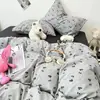 Juego de cuatro piezas funda nórdica linda funda de almohada individual doble algodón lavado dormitorio estudiantil sábanas de cama ropa de cama juego de tres piezas universal para todas las estaciones