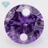 Huagang Gem Round Fuchsia Double Hole Zircon Bare Stone Perfurado Furo Anel Superfície Cor Brincos de Contas Acessórios
