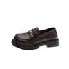 Mocassins Redondos Retro Franceses Femininos 2026 Outono Novo Versátil Slip-on Estilo Britânico Plano Pequenos Sapatos de Couro Femininos