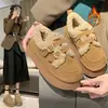 Zapatos de algodón de suela gruesa para mujer, para uso exterior en invierno, nuevas zapatillas de moda 2026, estilo retro Birkenstock con forro polar
