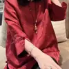 Estilo Nacional Nuevo Estilo Chino Top Jacquard de Manga Tres Cuartos para Mujer, Nueva Moda Primavera y Verano, Elegante, Holgada y Adelgazante Blusa Camisa