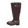 Botas de montaria femininas de cano alto em duas cores, novo modelo outono/inverno, feitas de couro bovino de duas camadas com fivela de cinto, botas retas até o joelho para mulheres