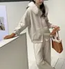 Nuevo Conjunto Estilo Coreano Otoño e Invierno: Conjunto Completo de Pantalones Anchos Holgados y Perezosos para Mujer y Suéter con Cuello de Piel Cardigan de Punto Conjunto de Dos Piezas