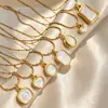 Elegante Collar con Colgante Geométrico de Acero Inoxidable, Corazón de Concha Blanca, Cadena para Clavícula de Acero de Titanio de Alta Gama de Lujo Ligero, Joyería que No se Desvanece