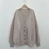 Cardigan de Tricô Versátil Estilo Coreano Outono/Inverno Gola Simples Estilo Preguiçoso Casual de Botão Único Cinza Tamanho Único