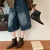 Botas Martin femininas de cano curto, finas, estilo retrô francês Hong Kong, de alta qualidade, novo modelo outono e inverno 2026 para mulheres baixinhas