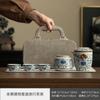 Juego de té portátil para exteriores en azul y blanco con horno Ru, apto para una tetera de tres tazas, taza de invitado rápida, tetera para el hogar con impresión de logotipo.