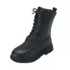 Botines cortos para niñas, nuevo modelo otoño e invierno 2026, botines estilo Martin negro británico, botines de cuero para niñas mayores y pequeñas, botines sencillos para niños