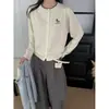 Cárdigan de Punto Redondo con Bordado de Caballo Pequeño para Mujer, Diseño Otoñal, Suave, Tejido Fino, Chaqueta Suéter, Top Holgado Adelgazante