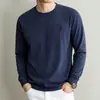 Camiseta de manga larga de algodón puro de 260 g para hombre, nueva colección otoño 2026, cuello redondo, casual, transpirable, 100% algodón, sudadera bordada para hombre