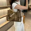 Bolsa Transparente de Gran Capacidad para Mujer, Bolso de Playa de PVC, Bolso de Gelatina para Vacaciones, Bolso de Hombro y Axila, Bolso de Mano de Moda, Bolsa de Compras