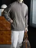 Diseño Raglán DesestructuradoCardigan Minimalista para Hombre con Cuello Alto y Cremallera Otoño/Invierno Old Money Grueso Pesado Sudadera con Capucha Casual
