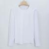 Camiseta de Algodón Puro de Doble Cara con Amoniaco Líquido y Algodón de Fibra Larga para Mujer, Cuello Redondo, Cuello en V, Camiseta de Algodón Mercerizado de Color Sólido, Camiseta Básica de Manga Larga para Mujer, Otoño