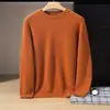 Suéter de cachemira estilo bebé para hombre, cuello alto medio, color liso, tejido grueso, casual y apto para negocios, capa base suave y cómoda