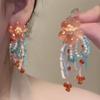 ¡Solo para Flores! Aretes de Flores de Dopamina para Mujer, Aretes Estilo Vacaciones de Primavera, Aretes Coloridos Dulces con Borlas