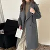 Otoño/Invierno Nuevo Estilo Lujo Ligero Estilo Old Money Abrigo Largo de Lana Doble Cara para Mujer Invierno Delgado