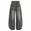 Calça Jeans de Perna Larga com Rebites de Rua Estilo Americano para Homens e Mulheres, Novo Design Casual Solto Vintage de Primavera Calça Reta
