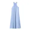 Ropa europea y americana transfronteriza para mujer ZA AliExpress nuevo estilo más vendido vestido largo holgado sin mangas con tirante retorcido