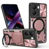 Capa de celular para Xiaomi Poco M7 X7 Pro com janela de empurrar para casa, suporte de atração magnética XM 13 14T 15 11T