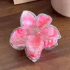 Grampo de Cabelo Plumeria Colorido Retrô Presilha de Tubarão para Cabelo Grampo Versátil para Rabo de Cavalo Clipe de Flor com Combinação de Cores Acessórios de Cabelo