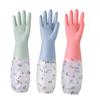 Guantes para tareas domésticas con boca extendida para lavar platos y ropa, para limpieza de cocina y cocina, para mujer, de goma, impermeables, para trabajo doméstico, duraderos