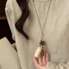 Collar de cordón de cuero con cuentas de madera y colgante cuadrado geométrico, cadena para la clavícula de estilo étnico vintage, accesorio de diseño nicho