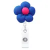 Porta-credencial con carrete de flor colorida transfronterizo en stock para uso médico y de oficina, clip de cocodrilo divertido hebilla retráctil de tirador para credencial de identificación