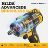 Chave elétrica sem fio HILDA de 1/2 polegada com bateria de íon de lítio e motor sem escova, compatível com baterias Makita de 18V e com luz LED.