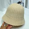 Sombrero de pescador de punto de estilo japonés simple de rayas verticales para primavera y verano, sombrero de cubeta pequeño casual para niños que combina con todo para dar sombra al sol para ducharse la cara