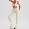 Conjunto de Sutiã Esportivo de Manga Curta com Gola Halter e Bolso para Corrida e Yoga Calça Longa e Curta para Mulheres