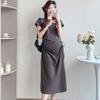 Vestido de Verão Feminino Grávida Manga Curta Cordão Ajustável Moda Coreana Cordão Solto Emagrecedor