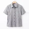 Camisa de algodón de manga corta de verano de la abuela, blusa holgada para madre, ropa para señora mayor, cárdigan floral para mujer