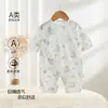 Macacão de Bebê para o Verão, Sem Costura e Respirável, Roupinhas para Recém-Nascidos, Macacão de Manga Curta com Abertura Lateral