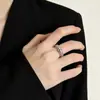 Anel Liso em Forma de Cruz com Pedra Natural da Moda Europeia e Americana para Mulheres, Estilo Retro Tendência, Anel de Luxo de Alta Qualidade