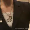 Colar Grande de Cabaceira com Rebites de Kirin, Mesmo Estilo de Wang Chuqin e Zhang Yixing, Corrente de Suéter para Homens em Prata Pura Banhada a Ouro para Outono e Inverno