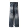 D1650 Retrô Americano Streetwear Unissex Tendência Lavado Design Vintage High-End Jeans de Sarja Solto Masculino