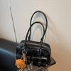 Bolso de Bowling de Cuero Aceitoso de Gama Alta para Mujer Transfronterizo Nueva Moda Bolso de Axila Bolso Boston Retro Maillard