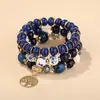 Conjunto Popular Transfronteiriço de 4 Peças Estilo Boêmio Moderno Árvore da Vida Multicamadas Franja Contas de Madeira Pulseira com Contas Atacado