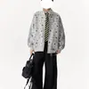 Cardigan Retro Americano con Estampado Integral de Estrellas Cuello Alto para Hombre Primavera/Otoño Holgado Perezoso Relajado Chaqueta Superior con Cremallera