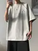 Camiseta de Manga Corta con Empalme de Línea Hasselblad para Hombre, Tops de Pareja Deportivos de Calle Americanos de Verano, Camiseta Holgada Transpirable con Cuello Redondo