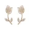 925 Coreia do Sul elegante agulha de prata tulipa flor brincos populares on-line elegante elegante opala brincos para as mulheres