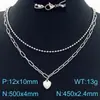 Moderna y Sencilla Cadena para Clavícula con Colgante de Corazón Apilado de Doble Capa de Acero Inoxidable Estrella de Seis Puntas Collar de Alta Gama para Mujeres