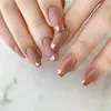 24 Peças de Manicure Francesa Dourada Curta de Ballet Europeu e Americano, Unhas Postiças Simples e Luxuosas, Unhas Prontas para Usar Atacado