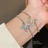 Pulseira ajustável estilo ins coreano com pingente de borboleta em zircônia, moderna e versátil para o uso diário, joia de luxo leve e com toque de alta qualidade
